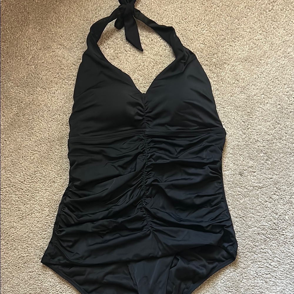 Black Halter One-Piece Swimsuit